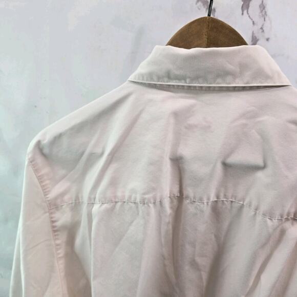 Foxcroft Shirt Womens 12 Large Pink Button Up Wrinkle Free Shaped Non Iron - Picture 6 of 13